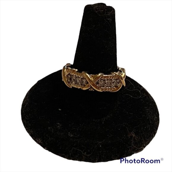 CAMROSE & KROSS JBK RING GOLD PLATE 925 CRYSTAL WRAPPED FAMILY UNITY BAND SIZE 8 - Picture 2 of 9